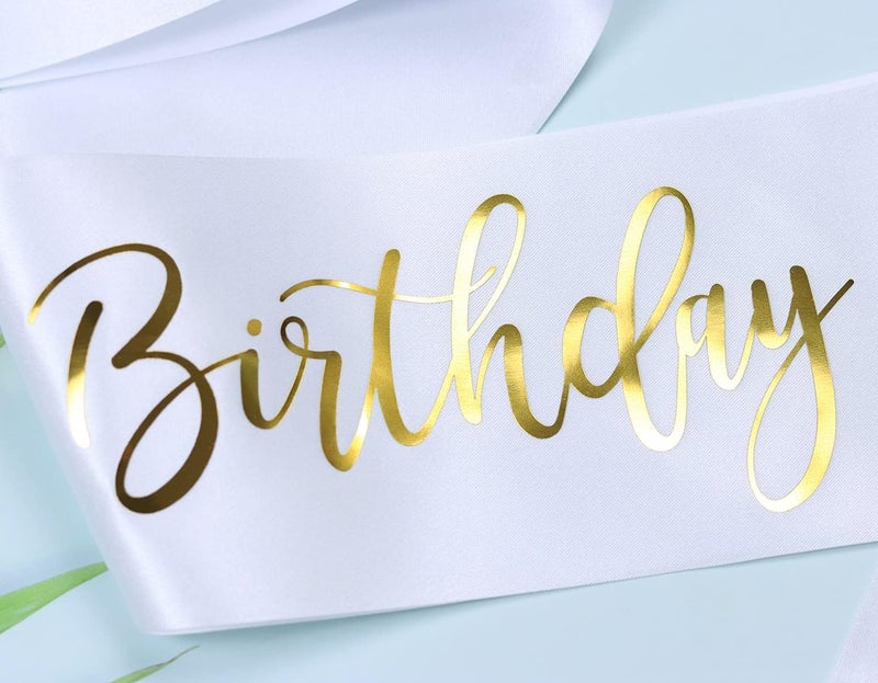 Docooniver Happy 23rd Birthday Sash for Women,Men,Girls and Boys,It's my 23rd Birthday Sash White with Gold Foil Lettering. - Image 4
